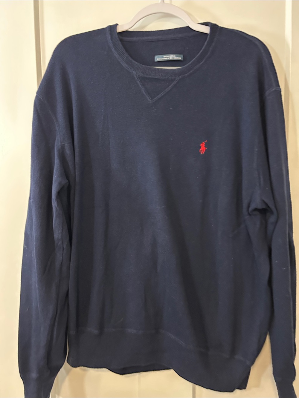 Polo by Ralph Lauren Navy Crewneck Sweater with Red Pony Logo
